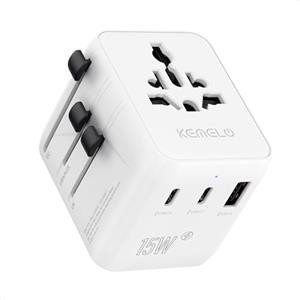 KEMELO 5 in 1 Adattatore Universale da Viaggio,Presa Universale da Viaggio con 1 USB A,2 USB C,1 Universale Presa,1 US/JP Presa,Adattatore Spina Internazionale per Italia UK US Australia Tailandia Messico