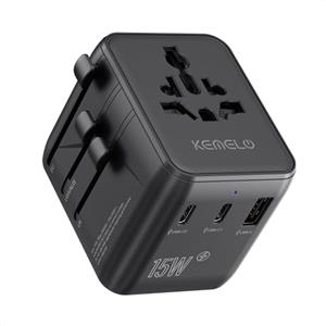 KEMELO 5 in 1 Adattatore Universale da Viaggio,Presa Universale da Viaggio con 1 USB A,2 USB C,1 Universale Presa,1 US/JP Presa,Adattatore Spina Internazionale per Italia UK US Australia Tailandia Messico