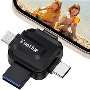 Yueflue Chiavetta USB per lphone 128 GB, 4 in 1 Tutto Metallo lphone Memoria Esterna to Salvare più Foto e Video, Senza APP. Chiavetta per lphone Memoria Esterna con Porta i0S, USB, Type C, Micro.