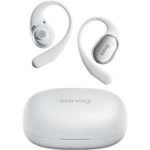 SANAG C16S Cuffie Open-Ear, Auricolari Bluetooth True Wireless con Microfono, Auricolari con Gancio, 500mAh, 56 Ore di Riproduzione, IPX4 Impermeabili Cuffie 5.4 Bluetooth Sport -Bianco