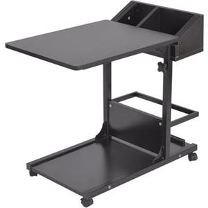 sogesfurniture Tavolo per computer portatile regolabile in altezza, tavolino mobile da divano con cassetto, tavolino per computer portatile, tavolino da cura con ruote, con spazio di archiviazione