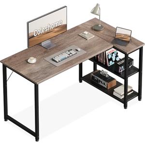 Coleshome scrivania gaming, scrivania ufficio con ripiano di stoccaggio ribaltabile,Scrivania PC salvaspazio,Scrivania angolare da gaming 120 x 70 cm adatta per uso domestico, Grigio