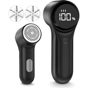 BZGG Levapelucchi Elettrico,Display Digitale LCD,Levapelucchi per 3 Velocità Regolabili, Taglia Pelucchi a 6 Lame per vari Tessuti,Nero