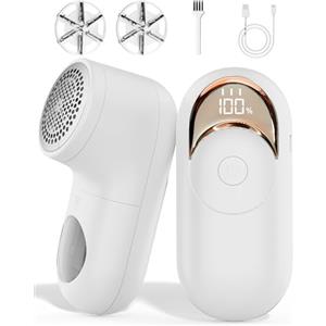 BZGG Leva Pelucchi Elettronico Ricaricabile con Display LED e 3 Velocità, Togli Pelucchi Elettrico per Maglioni - Rimuove Pelucchi, Lint e Pallin,ianco