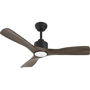 OFANTOP 132 cm Ventilatore da Soffitto Vintage con Telecomando, Pale ABS Curvate con Finitura Noce, Lampada Integrata con Funzione Memoria, Design Integrato per Camera da Letto