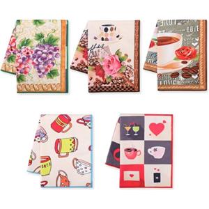 TanYiYi Strofinacci Cucina Cotone-Set di 5 Asciugamani Da Cucina Per Vacanze Decorativi,Asciugapiatti Super Morbidi E Assorbenti,Strofinacci Da Tè E Asciugamani Da Bar,40x55 CM-Tazze da caffè
