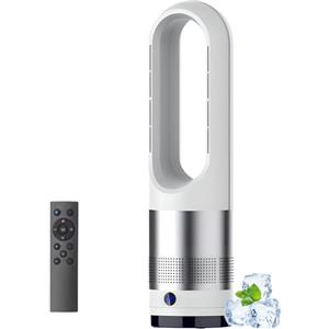 Generic Termoventilatore Senza Pale Ventilatore Torre Caldo Freddo Telecomando 18 8velocità Oscillazione 80°Timer Ore purificatore d'Aria Portatile Display LED circolante Ufficio Interno