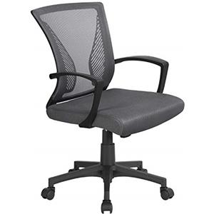 Yaheetech Sedia da Ufficio Scrivania Girevole Altezza Regolabile con Rotelle e Braccioli Ergonomica Reclinabile in Tessuto Traspirante Portata 136 kg Grigia Scura