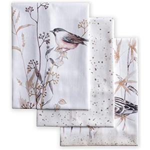 Maison d' Hermine Meadow Florals-Brown - Set di 3 asciugamani da cucina in 100% cotone, per la primavera e l'estate (50 cm x 70 cm)