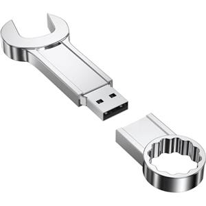 FEBNISCTE Chiavetta USB Design Unico Divertente Pennetta USB 2.0 16GB,Chiave Inglese in Metallo Srgentato,Pen drive 16 Giga,Unità di Memoria Flash ad Alta Velocità per l'archiviazione dei Dati