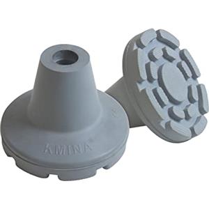 KMINA Gommini per Stampelle Ortopediche (20mm, 21mm, 22mm, x2 unità), Antiscivolo, Puntali Resistenti, Piedini per Stampella, Grigio - Brevettato, Prodotto in Europa