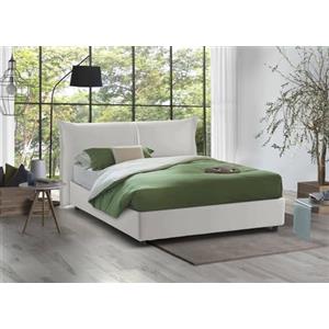 Talamo Italia - Letto matrimoniale Brunetta, Letto contenitore con rivestimento in tessuto, 100% Made in Italy, Apertura frontale, adatto per materasso Cm 160x190, Bianco
