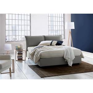 Talamo Italia Letto contenitore Matrimoniale Veronica, Made in Italy, Testata e rivestimento in tessuto, Apertura frontale, adatto per materasso cm 160x190, Grigio