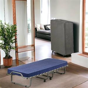 Dmora Talamo Italia Letto Pieghevole Piera, Brandina salvaspazio con Rete a 15 doghe, Custodia Protettiva, 100% Made in Italy, 80x200h40 cm, Materasso Incluso, Blu, 200 cm (Memory)