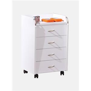 Dmora cassettiera con ruote, 4 cassetti, 40 x 36 x 65 cm, mobile per ufficio, Bianco