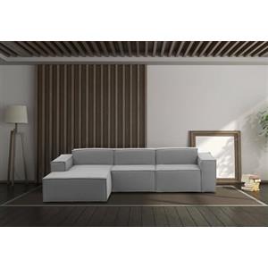 Talamo Italia - Divano fisso con penisola Jessica, Divano componibile con penisola sinistra, Sofà moderno in tessuto, 100% Made in Italy, Cm 300x170h70, Grigio