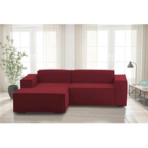 Talamo Italia - Divano fisso con penisola Nadia, Divano componibile a 2 posti con penisola sinistra, Sofà in tessuto, 100% Made in Italy, Cm 220x170h70, Rosso