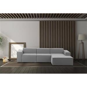 Talamo Italia - Divano fisso con penisola Giovanna, Divano componibile con penisola destra, Sofà moderno in tessuto, 100% Made in Italy, Cm 300x170h70, Grigio
