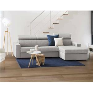 Dmora Divano Fisso con penisola Marica, Sofà ad Angolo con Chaise Longue Destra in Tessuto, Braccioli Standard, 100% Made in Italy, Cm 280x95h85, Grigio