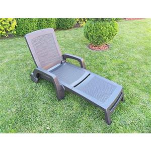 Dmora - Lettino Prendisole Saturno, Sdraio da Giardino Regolabile con braccioli, Lettino da Esterno, 100% Made in Italy, 190x46h70 cm, Marrone