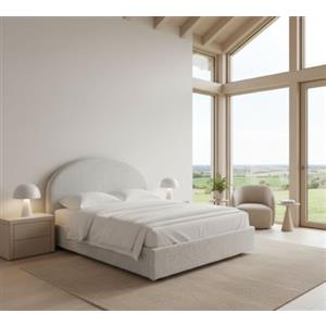 Talamo Italia - Letto matrimoniale Consuelo, Letto contenitore con rivestimento in tessuto, 100% Made in Italy, Apertura frontale, adatto per materasso Cm 160x190, Bianco