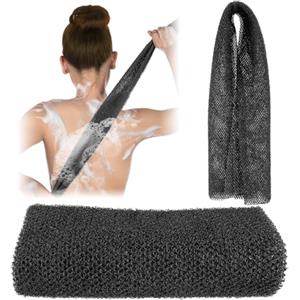 COMNICO Spugna da bagno africana a rete lunga, esfoliante per il corpo e la doccia, scrubber per la schiena piatta, scrub per il cuoio capelluto e la rimozione della pelle morta, per uomini e donne