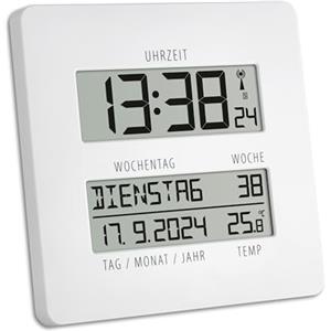 TFA "Linea Del Tempo" Dostmann Tfa 60.4509.02 Orologio Radio Controllato Con Temperatura, bianco