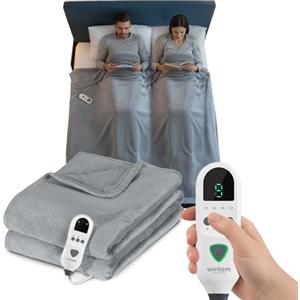 Wintem Coperta Termica Elettrica 160x120 cm - Scaldaletto in Flanella a Doppio Strato - 8 Livelli di Temperatura, Timer 9 Ore e Protezione Surriscaldamento - Lavabile in Lavatrice - Ideale per Letto e Divano