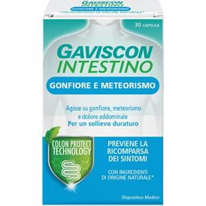 Gaviscon Intestino Gonfiore e Meteorismo - 30 Capsule, Allevia Gonfiore e Meteorismo con Ingredienti Naturali e Tecnologia Colon Protect