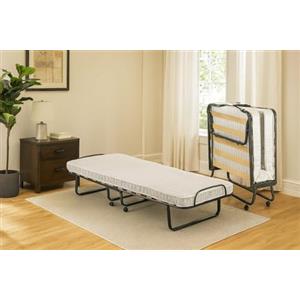 Talamo Italia Letto Pieghevole Deva, Brandina con Rete 12 doghe, Materasso Incluso, Lettino salvaspazio, 100% Made in Italy, 80x190h37 cm, Custodia Protettiva su Richiesta, Bianco, 190 cm