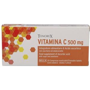 Sella Tonorex Vitamina C 500 mg - Integratore Alimentare in Compresse con Aroma Arancia - 20 Compresse