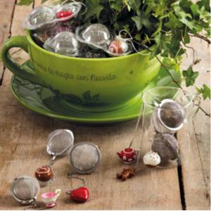 Neavita Filtro a Sfera in Acciaio 50mm per Tè e Tisane - Con Catenella e Ciondolo Colorato