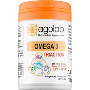 AgoLab Nutraceutica OMEGA 3 Tri-Action Olio di Pesce - Purissimo 60 Perle Alto Dosaggio - Certificato IFOS 5 Stelle - Olio di Pesce Alta Concentrazione di DHA e EPA