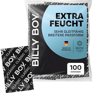 BILLY BOY Profilattici extra lubrificati 100 pz | 56 mm | Profilattici PIÙ AMPI e con più lubrificante dalla gradevole profumazione | (1x100 pezzi)