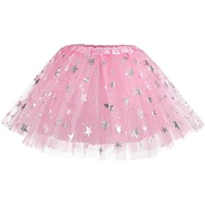 PLIKSUVER Tutu Danza Gonna per Ragazze, Paillette Gonna Tulle per Bambina, Elastico 3 Strati Costume tutù Balletto Danza Principessa per Halloween CarnevalePerformance Matrimonio (Rosa)