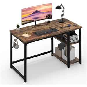 JUMMICO Scrivania 120 x 50 cm, Scrivania per Computer Scrittoio con 2 Ripiani a Sinistra o Destra, Separatore Regolabile, Tavolo da Lavoro Piano di Lavoro, Adatta per l'ufficio o il Soggiorno