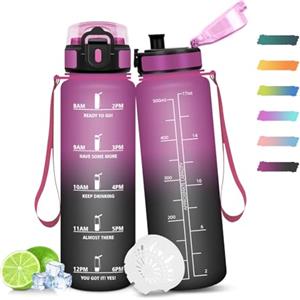 Mulbijeo Borraccia Motivazionale 500Ml, Senza BPA & A Prova di Perdita, con Cannuccia, Reutilizables, Borraccia Scuola Elementare, per Scuola, Palestra, Ufficio, Running