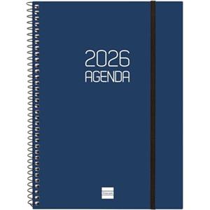 Finocam - Agenda Spirale 2026 Settimana Layout Orizzontale|Gennaio - Dicembre 12 mesi | Agenda Annuale 2026 con elastico | Copertura in polipropilene Spirale Opaca - Blu - Italiano