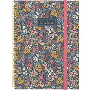 Finocam - Agenda Spirale 2026 Settimana Layout Orizzontale|Gennaio - Dicembre 12 mesi | Agenda Annuale 2026 con elastico | Copertura in polipropilene Spirale Design Collection - Flora - Italiano