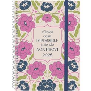 Finocam - Agenda Spirale 2026 Settimana Layout Orizzontale | Gennaio - Dicembre 12 mesi | Agenda Annuale 2026 | Copertura in polipropilene Spirale Design Collection - Impossible - Italiano