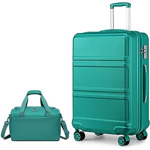 KONO set di 2 Valigie Rigida e Leggera valigia grande 74cm in ABS con 4 Ruote Rotanti e Lucchetto TSA & Borsa da Viaggio 40x20x25 Ryanair, Turchese