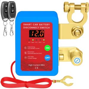 Mtchavno Stacca Batteria 12V per Auto, 240A Sezionatore Remoto Senza Fili con Telecomando, Staccabatteria Automatico Antifurto con LED Volt Display per Auto RV ATV Camion Barca Trattore