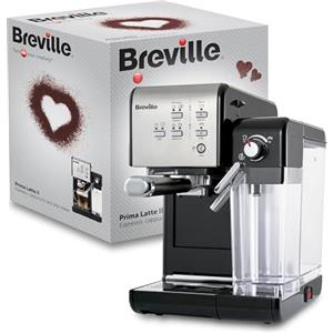 Breville Prima Latte II Espresso, Macchina per latte e cappuccino, Pompa professionale da 15 bar e montalatte, Argento VCF108X