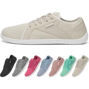 SAGUARO Scarpe Barefoot Uomo Donna Knit Scarpe Minimaliste Antiscivolo Casual Scarpette a Piedi Nudi Traspiranti Calzature da Palestra per Camminata Corsa Trail, Luck Ⅰ, Beige, 44 EU