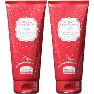 Helan, Tonka & Pepe Rosa, Shampoo e Bagnoschiuma Naturale per Corpo e Capelli, Docciaschiuma Profumato e Tonificante con Ginkgo Biloba, Tè Verde e Mandorle Dolci - Bagno Schiuma Delicato, 200 ml