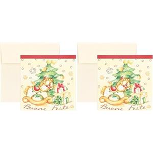 THUN - Chiudipacco albero con doni - ceramica - Collezione Natale - 7,5 x 7,5 cm (Confezione da 2)