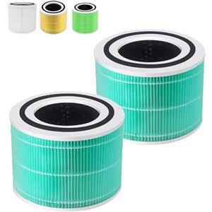 YERXPAFT Filtro di Ricambio LEVOIT Core 300-RF-TX 3 in 1 HEPA per Purificatore d'Aria Core 300/300S | per Fumatori e Allergici, 2 Pezzi, Blu