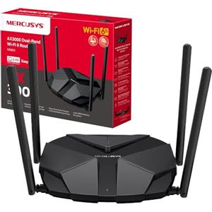 Mercusys TP-Link MR85X Router WiFi 6 AX3000Mbps Dual-Band, 2,5 Gbps Porta WAN, 3 Porte LAN Gigabit, 4 Antenne Omnidirezionali Fisse, WPA3, Modalità AP, OpenWRT, VPN, Controllo APP, non Supporta xDSL