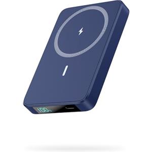 HETP Magnetico Power Bank, 10800mAh Caricabatterie Portatile Wireless PD 20W USB-C Ingresso/Uscita Ricarica Rapida Powerbank con Display LED Compatibile con Magsafe iPhone 16/15/14/13/12 Serie - Blu