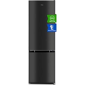 CHiQ Frigorifero Combinato FBM260L 262L (187+75), 176cm, Low Frost, Inox scuro, Porte reversibili, Luce LED, Temperatura Regolabile, Classe energetica E, 39db, nero